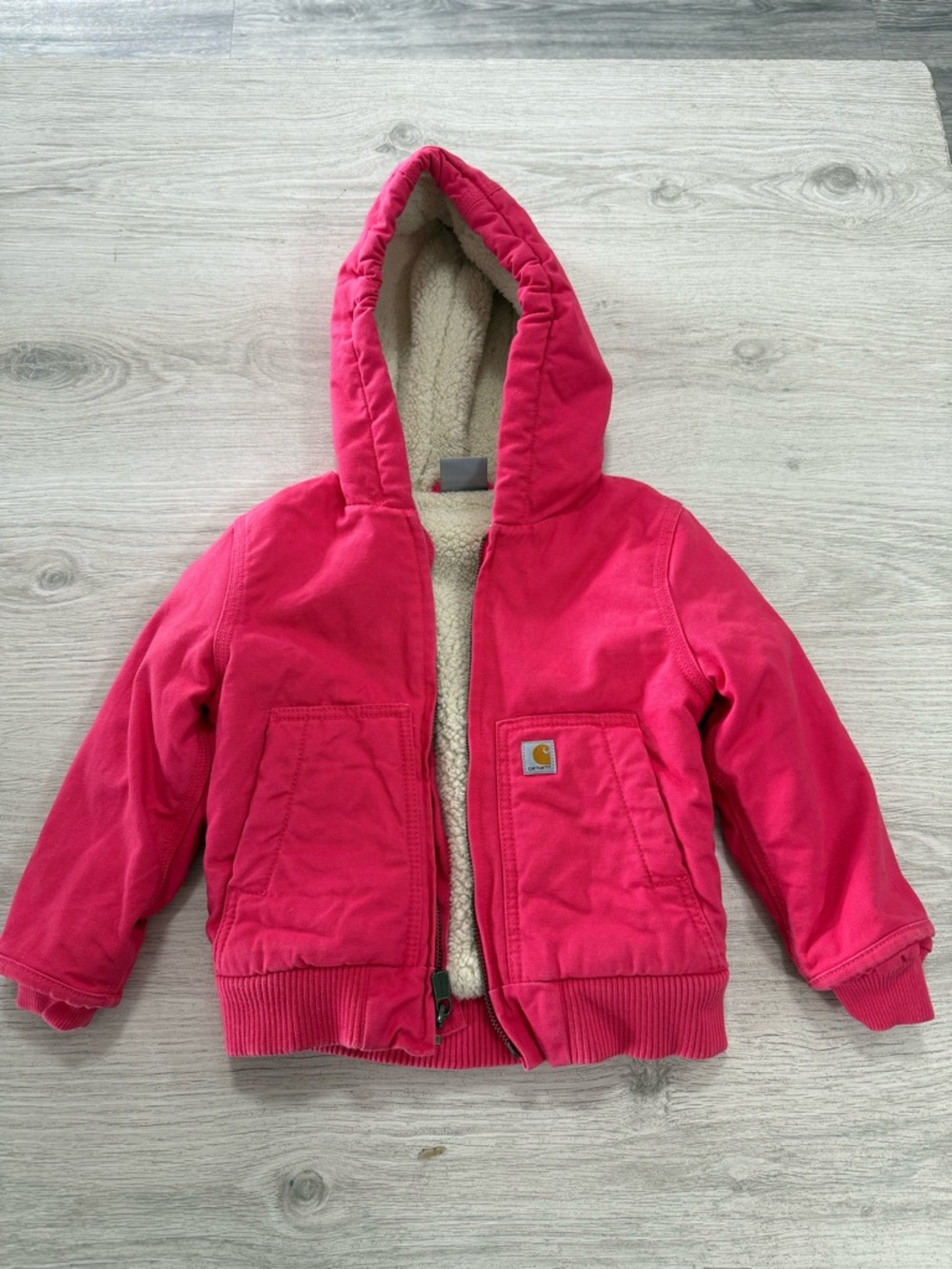 Carhartt Hot Pink Hooded Sherpa-Lined Kids Jacket